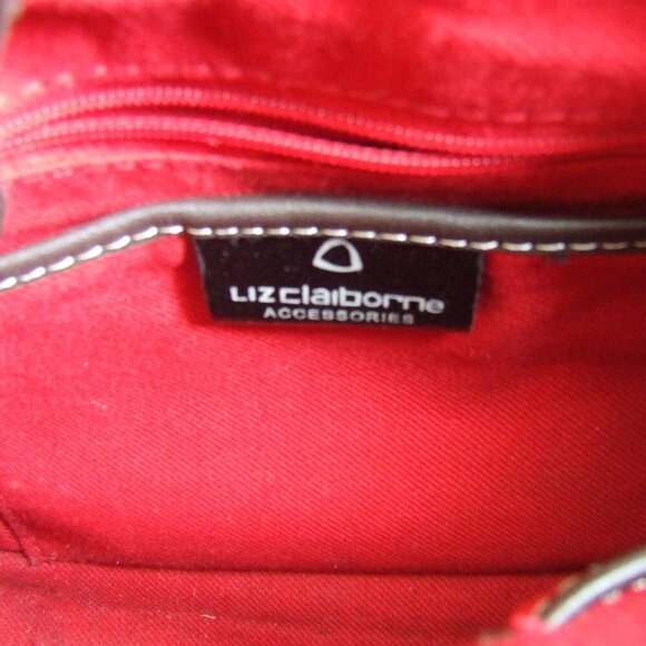 Liz Claiborne purse cross body vintage 1980s LC logo hand bag vinyl cloth vegan - Picture 8 of 11